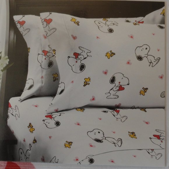 Peanuts Bedding Snoopy Queen Sheet Set New Peanuts Woodstock Hearts Polyester Valentine Cute